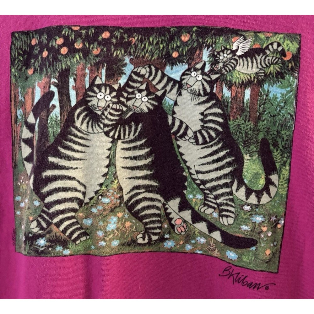 Crazy Shirts Shirt Size XL Magenta Pink Dancing Cats Fun Angel Forest - Picture 2 of 16